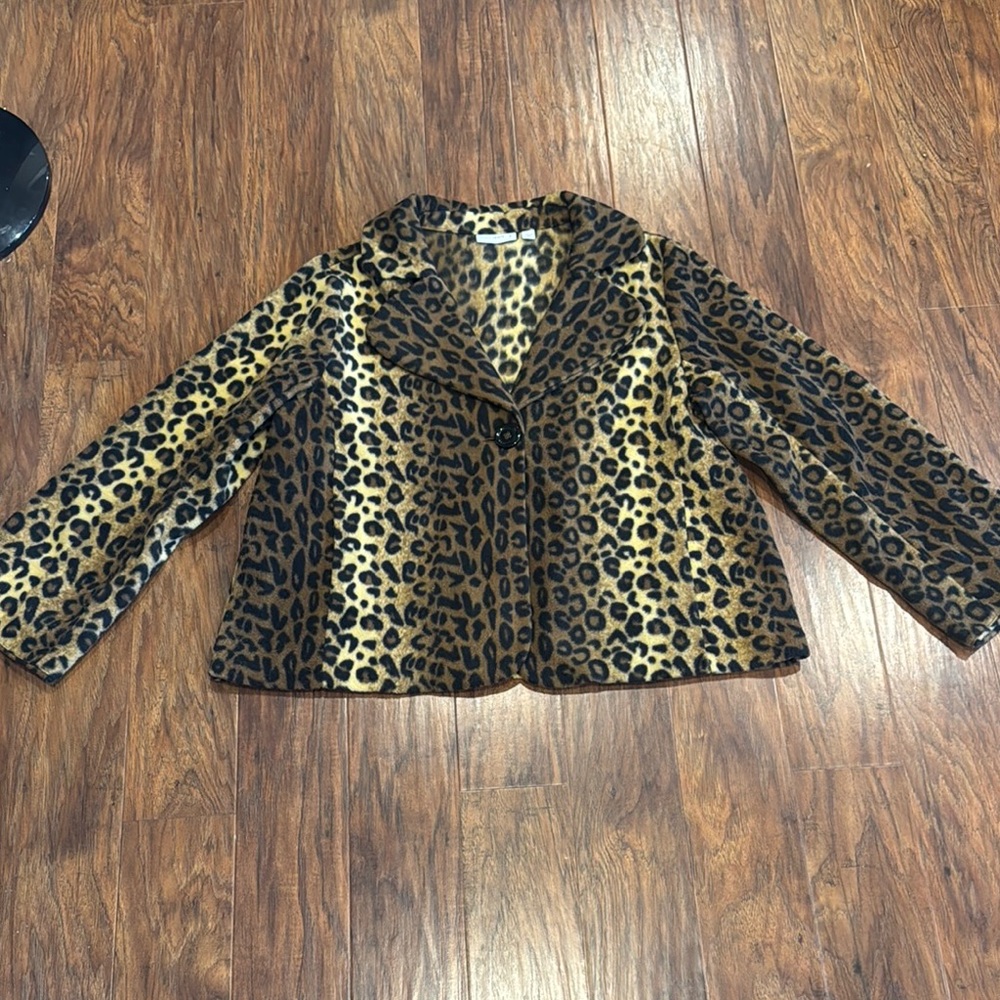 Soft Leopard Print Women's Car Coat - XL